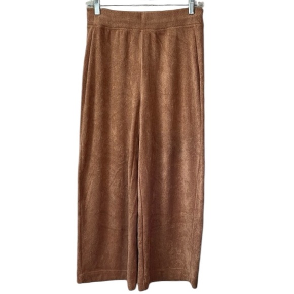 L’Agence Camel Brown Terry Crop Ankle Wide Leg Pant Size S